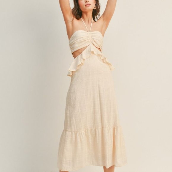 Kate Ruffle Cut Out Halter Maxi Dress - Picture 4 of 8